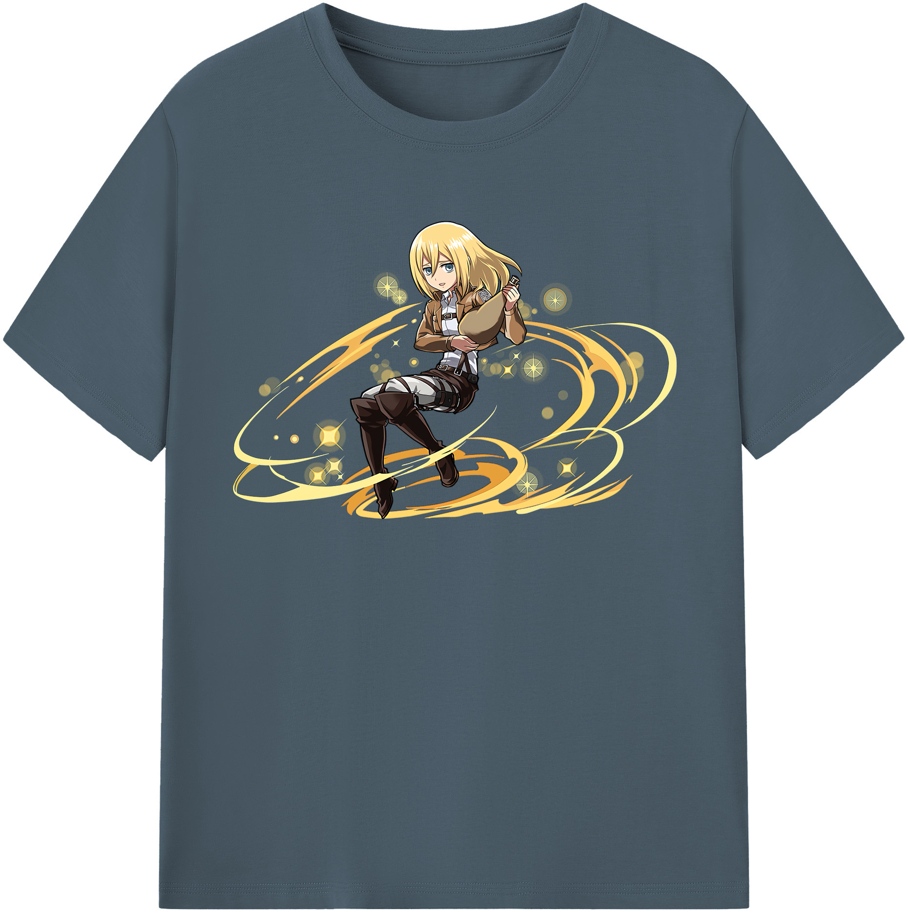 （画像用） 進撃の巨人 クリスタ·レンズ Attack on Titan Christa Lenz 綿100％半袖Tシャツ（フロントプリント）